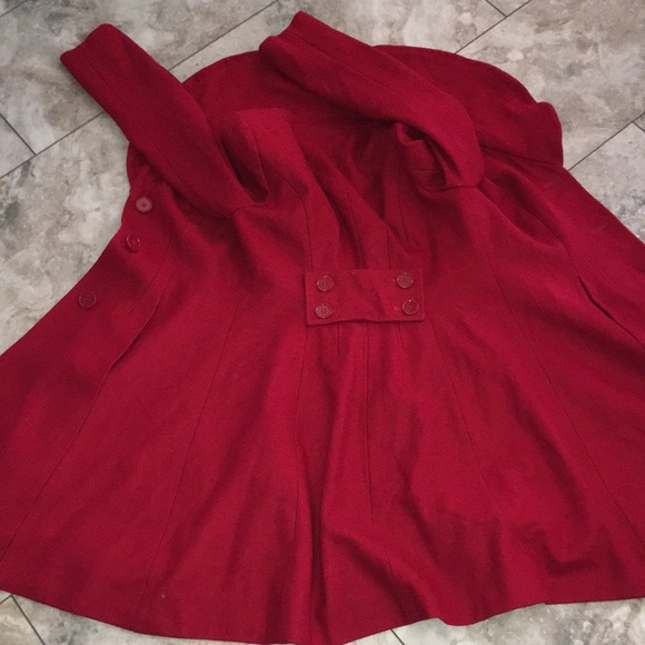 EXPRESS RED WOOL BLEND FLARE COLLAR STRUCTURED FIT NWOT COAT - Picture 8 of 12